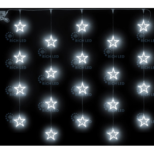 Гирлянда светодиодная Занавес белая 220B, 20 LED, провод прозрачный, IP54 RL-CMST2*2-T/W