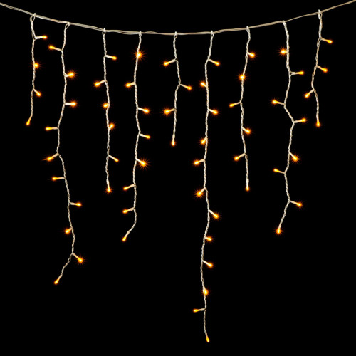 Гирлянда Бахрома 5 x 0,9 м Желтая 220В, 348 LED, Провод Прозрачный Силикон, IP65