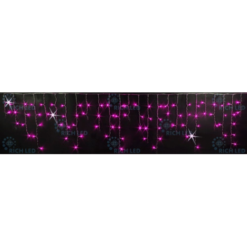 Гирлянда светодиодная Бахрома розовая с мерцанием 220B, 112 LED, провод прозрачный, IP54 RL-i3*0.5F-T/P