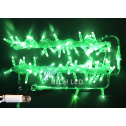 Гирлянда светодиодная зеленая постоянного свечения 220B, 100 LED, провод прозрачный, IP65 RL-S10C-220V-CT/G