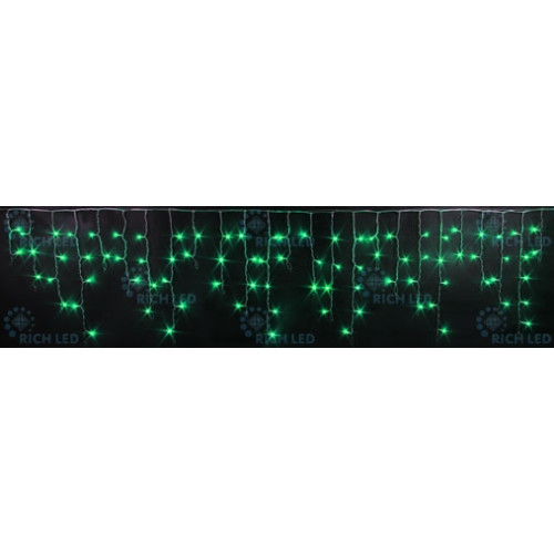 Гирлянда светодиодная Бахрома зеленая 220B, 112 LED, провод черный, IP54 RL-i3*0.5-B/G