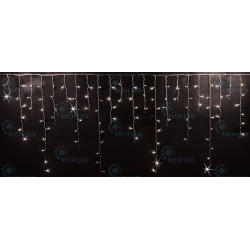 Гирлянда светодиодная Бахрома белая с мерцанием 220B, 144 LED, провод прозрачный, IP54 RL-i3*0.9F-T/WW