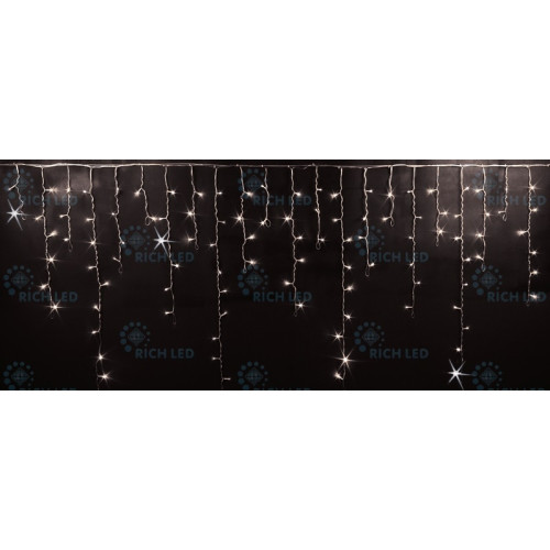 Гирлянда светодиодная Бахрома белая с мерцанием 220B, 144 LED, провод прозрачный, IP54 RL-i3*0.9F-T/WW