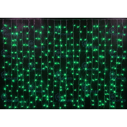 Гирлянда светодиодная Занавес зеленая 220B, 300 LED, провод прозрачный, IP54 RL-CS2*1.5-T/G