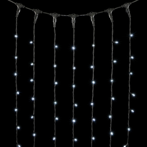 Гирлянда Занавес 2 x 2 м Белый 220В, 400 LED, Провод Черный Каучук, IP65