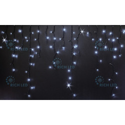 Гирлянда светодиодная Бахрома белая с мерцанием 220B, 144 LED, провод черный, IP54 RL-i3*0.9F-B/W