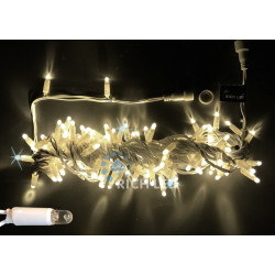 Гирлянда светодиодная белая с мерцанием 24B, 100 LED, провод прозрачный, IP65 RL-S10CF-24V-CT/WW