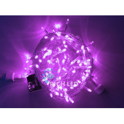 Гирлянда светодиодная фиолетовая постоянного свечения 220B, 100 LED, провод прозрачный, IP54 RL-S10C-220V-T/V