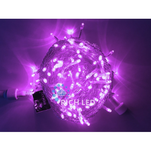 Гирлянда светодиодная фиолетовая постоянного свечения 220B, 100 LED, провод прозрачный, IP54 RL-S10C-220V-T/V