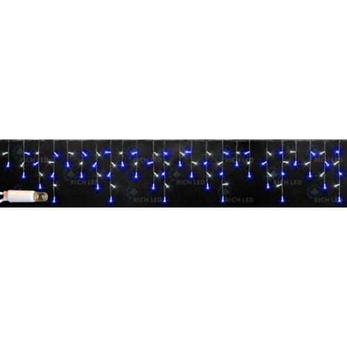 Гирлянда светодиодная Бахрома сине-белая 220B, 112 LED, провод прозрачный, IP65 RL-i3*0.5-CT/BW