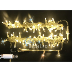 Гирлянда светодиодная белая с мерцанием 220B, 100 LED, провод прозрачный, IP65 RL-S10CF-220V-CT/WW