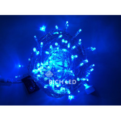 Гирлянда светодиодная синяя постоянного свечения 220B, 100 LED, провод прозрачный, IP54 RL-S10C-220V-T/B