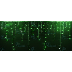 Гирлянда светодиодная Бахрома зеленая с мерцанием 220B, 144 LED, провод прозрачный, IP54 RL-i3*0.9F-T/G