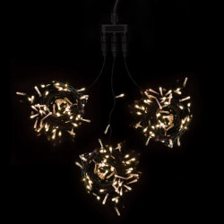 Комплект 3 Тепло-Белых Нити с Мерцанием Белого Диода по 20м, 600 LED, Провод Черный ПВХ, IP54