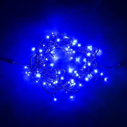 Гирлянда Нить 10м Синяя 24В, 100 LED, Провод Черный ПВХ, IP54