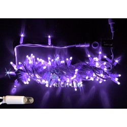 Гирлянда светодиодная фиолетовая с мерцанием 24B, 100 LED, провод белый, IP65 RL-S10CF-24V-CW/V