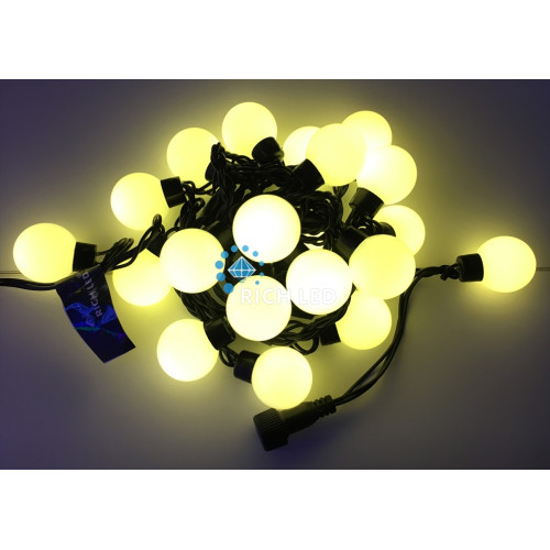 Гирлянда светодиодная белая постоянного свечения 220B, 20 LED, провод черный, IP65 RL-S5-20C-40B-B/WW