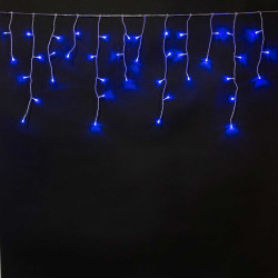 Гирлянда Бахрома на Батарейках 3 х 0,5 м Синяя, 100 LED, Провод Прозрачный Силикон, IP65