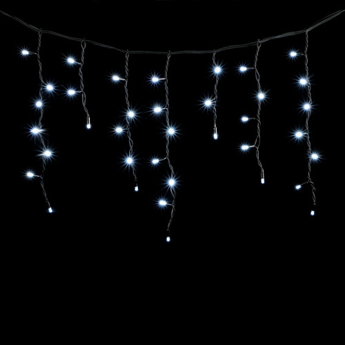 Гирлянда Бахрома 3,1 x 0,5 м Белая 220В, 120 LED, Провод Черный Каучук, IP65
