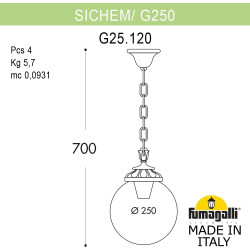 Уличный светильник подвесной Fumagalli GLOBE 250 G25.120.000.VYF1R
