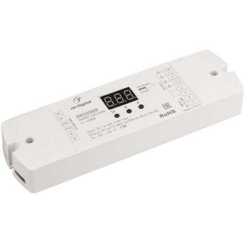 Декодер SMART-K20-DMX (12-48V, 4x700mA) (Arlight, IP20 Пластик, 5 лет) 023828