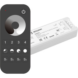 INTELLIGENT Диммер SMART-SET-PWM-101-72-DIM-PD-SUF Black (5-36V, 1x8A, x4, ПДУ 13кн, 2.4G) (IARL, IP20 Пластик, 5 лет) 036201