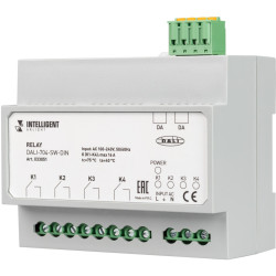 INTELLIGENT Релейный модуль DALI-704-SW-DIN (BUS, 4х16A) (IARL, IP20 Пластик, 3 года) 033051