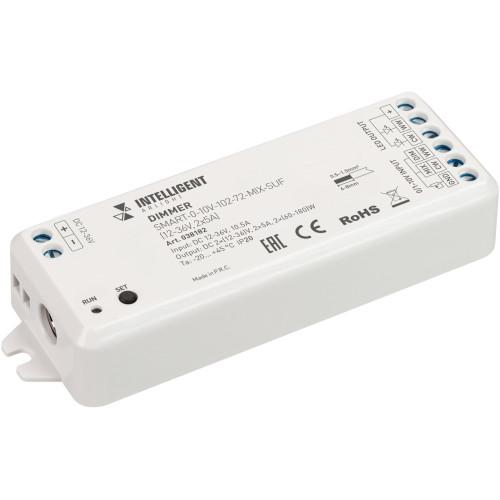 INTELLIGENT Диммер SMART-0-10V-102-72-MIX-SUF (12-36V, 2x5A) (IARL, IP20 Пластик, 5 лет) 038182