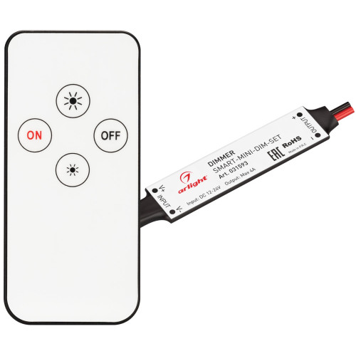 Диммер SMART-MINI-DIM-SET (12-24V, 1x4A, ПДУ 4кн, IR) (Arlight, IP20 Пластик, 5 лет) 031593