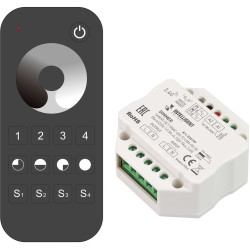 INTELLIGENT Диммер SMART-SET-TRIAC-601-72-DIM-PD-IN Black (230V, 1x1.5A, x4, ПДУ 10кн, 2.4G) (IARL, IP20 Пластик, 5 лет) 036199