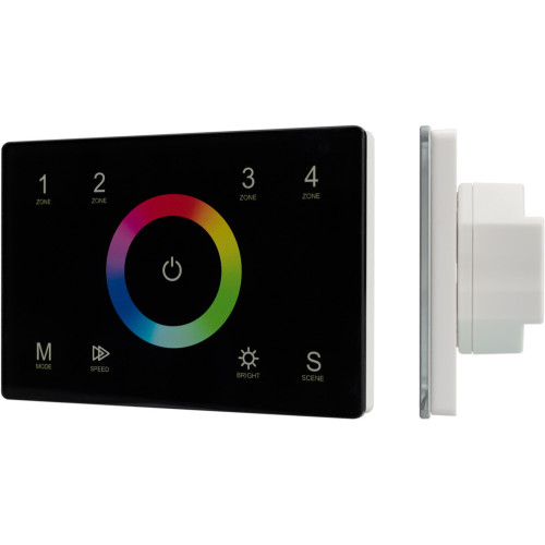 Панель Sens SMART-P83-RGB Black (230V, 4 зоны, 2.4G) (Arlight, IP20 Пластик, 5 лет) 028403