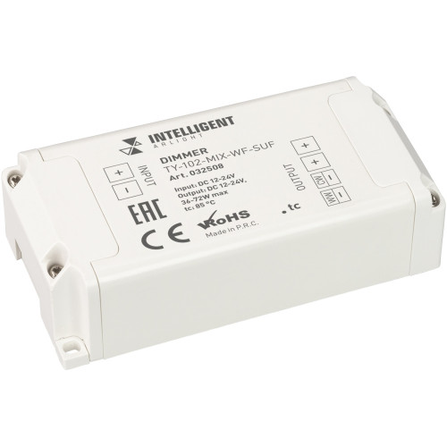 INTELLIGENT Диммер TY-102-MIX-WF-SUF (12-24V, WI-FI, 433MHz, 2x3A) (IARL, IP20 Пластик, 3 года) 032508