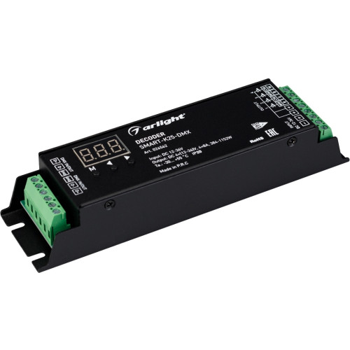 Декодер SMART-K25-DMX (12-36V, 4x8A) (Arlight, IP20 Металл, 5 лет) 026562
