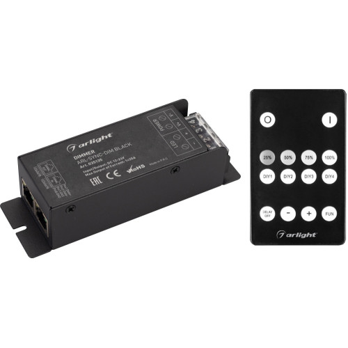 Диммер ARL-SYNC-DIM Black (12-24V, 1x25A, ПДУ 14кн, RF, RJ45) (Arlight, IP20 Металл, 3 года) 035135