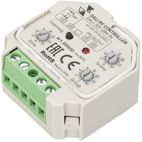 INTELLIGENT Конвертер RF-сигнала DALI-307-DIM-IN (DALI-BUS, RF, PUSH) (IARL, Пластик) 025602