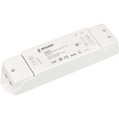 INTELLIGENT Диммер SMART-PWM-102-72-CDW-PD-SUF (12-36V, 2x5A, TUYA Wi-Fi, 2.4G) (IARL, IP20 Пластик, 5 лет) 037422