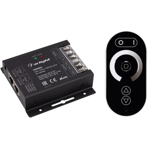 Диммер ARL-OVAL-DIM Black (12-24V, 3x10A, ПДУ Овал, RF, RJ45) (Arlight, IP20 Металл, 3 года) 027156