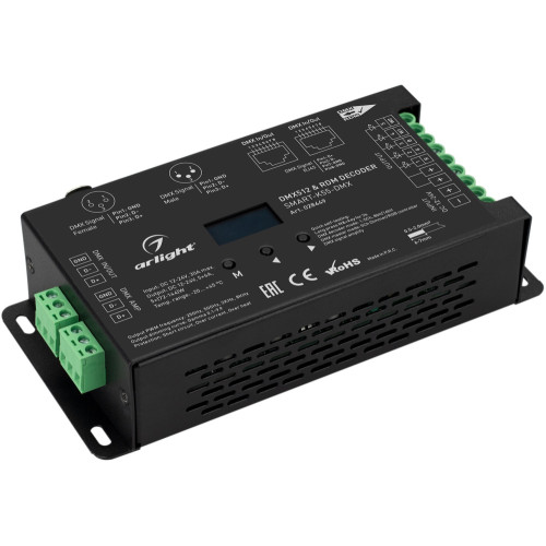 Декодер SMART-K55-DMX (12-24V, 5x6A, XLR3) (Arlight, Металл) 028449