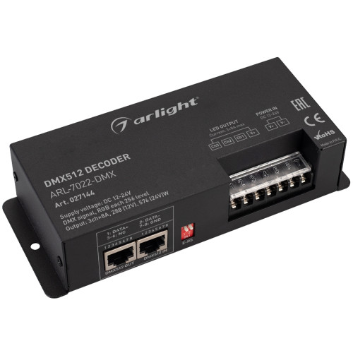 Декодер ARL-7022-DMX (12-24V, 3x8A, DMX512, XLR3) (Arlight, IP20 Металл, 3 года) 027144
