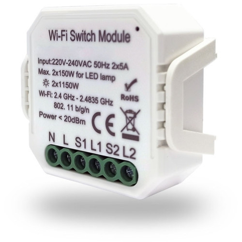 Wi-Fi реле с голосовым управлением и управлением со смартфона RL1002-SM