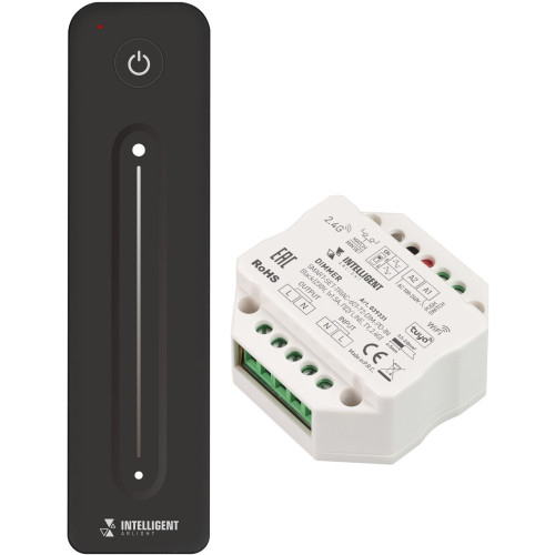 INTELLIGENT Диммер SMART-SET-TRIAC-601-72-DIM-PD-IN Black (230V, 1x1.5A, ПДУ LINE, TY, 2.4G) (IARL, IP20 Пластик, 5 лет) 039331