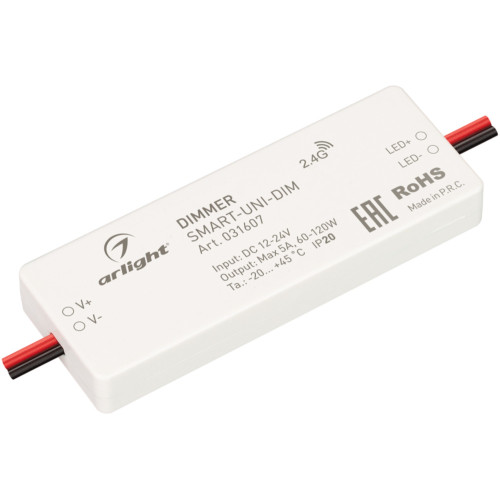 Диммер SMART-UNI-DIM (12-24V, 1x5A, 2.4G) (Arlight, IP20 Пластик, 5 лет) 031607