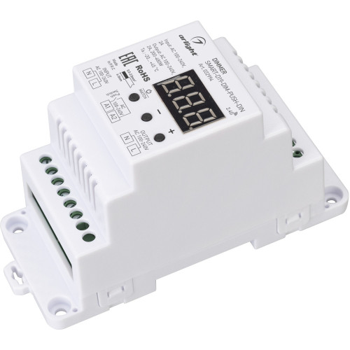 Диммер SMART-D19-DIM-PUSH-DIN (230V, 2A, TRIAC, 2.4G) (Arlight, IP20 Пластик, 5 лет) 032994