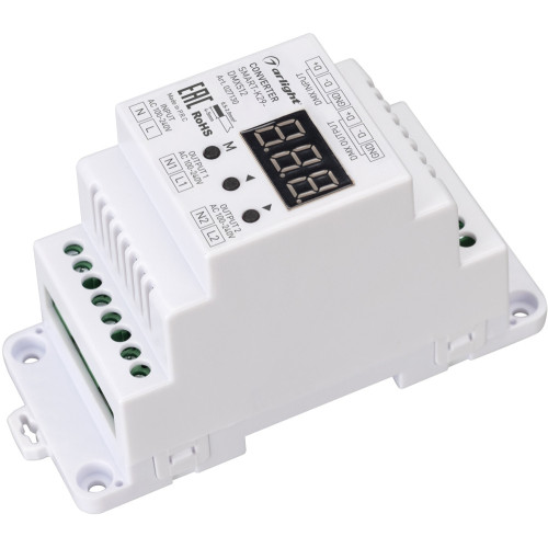 Конвертер SMART-K29-DMX512 (230V, 2x1.2A, TRIAC, DIN) (Arlight, Пластик) 027130