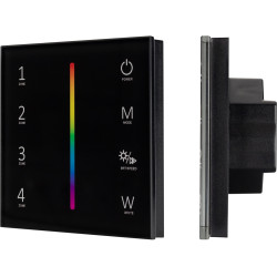 Панель Sens SMART-P30-RGBW Black (230V, 4 зоны, 2.4G) (Arlight, IP20 Пластик, 5 лет) 027104