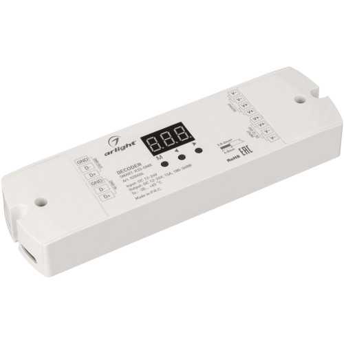 Декодер SMART-K33-DMX (12-24V, 1x15A) (Arlight, IP20 Пластик, 5 лет) 028406