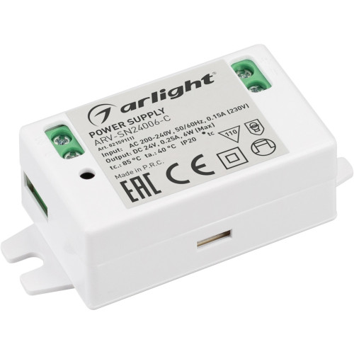 Блок питания ARV-SN24006-C (24V, 0.25A, 6W) (Arlight, IP20 Пластик, 3 года) 021591(1)
