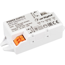 Блок питания ARV-SN24012-C (24V, 0.5A, 12W) (Arlight, IP20 Пластик, 3 года) 021020(1)