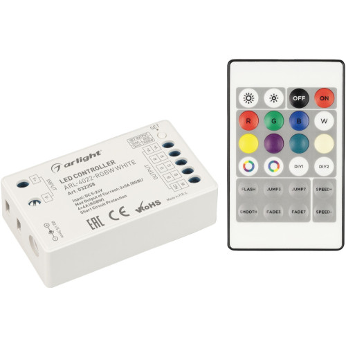 Контроллер ARL-4022-RGBW White (5-24V, 4x4A, ПДУ 24кн, RF) (Arlight, IP20 Пластик, 3 года) 032358