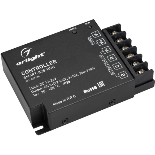 Контроллер SMART-K28-RGB (12-24V, 3x10A, 2.4G) (Arlight, IP20 Металл, 5 лет) 027134